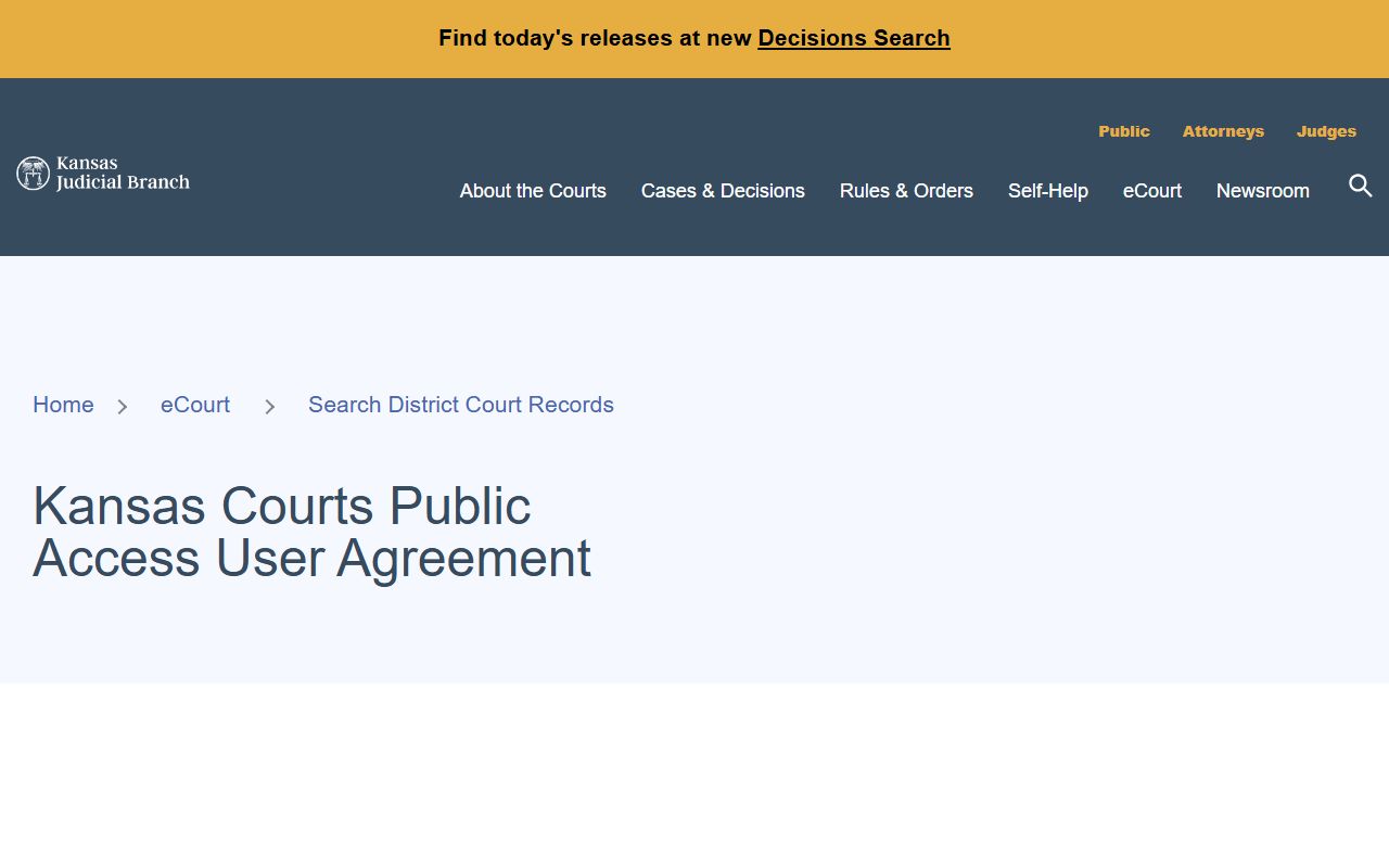 Bourbon County court records Kansas public access user agreement