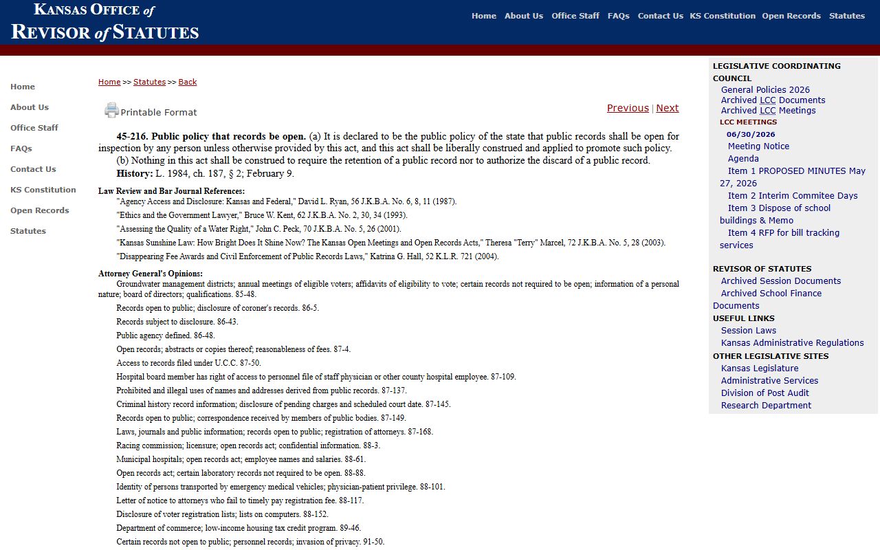 Bourbon County court records Kansas open records public policy