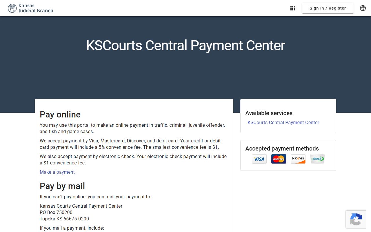 Bourbon County District Court Kansas Central Payment Center