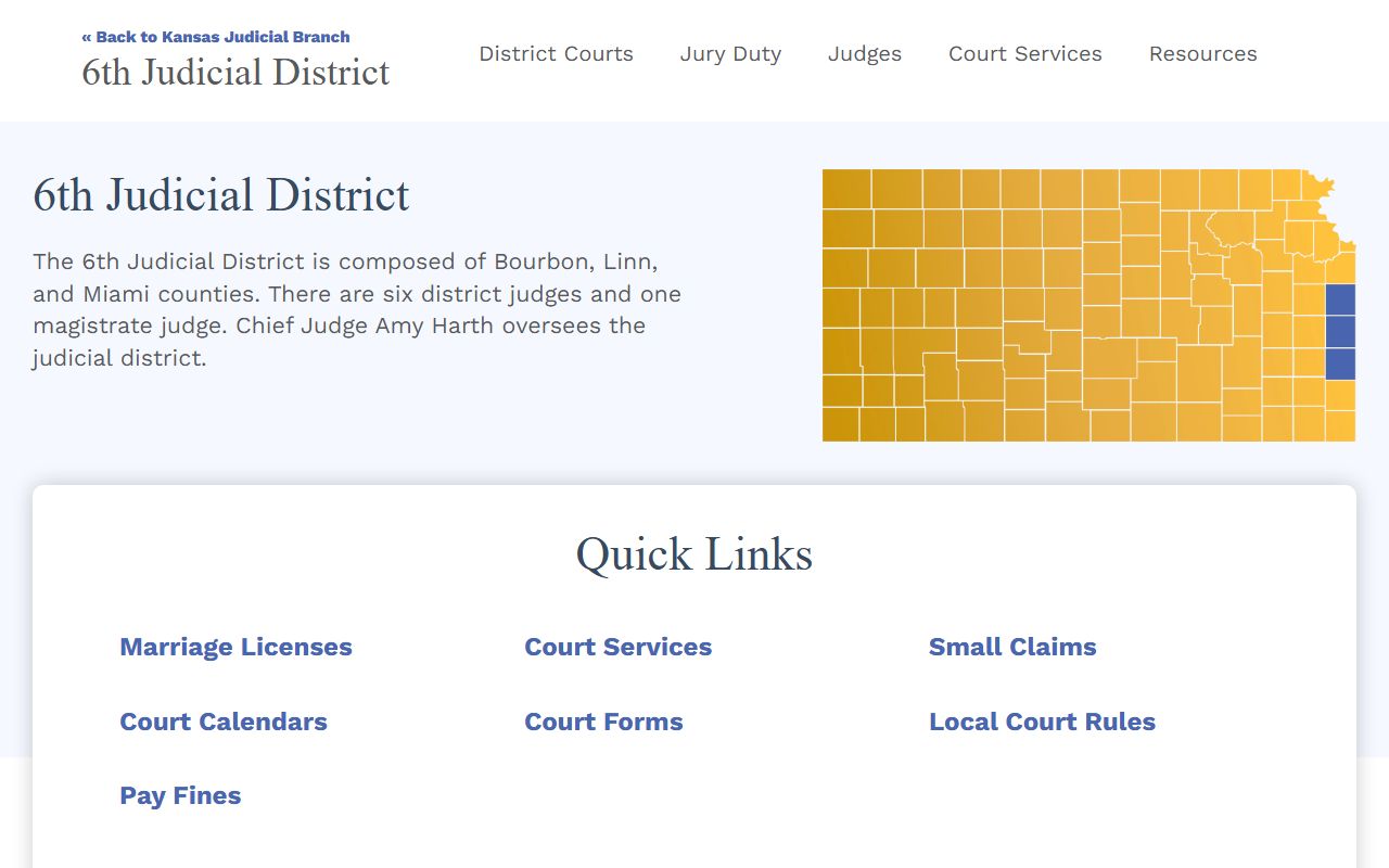 Bourbon County court records Kansas 6th Judicial District page