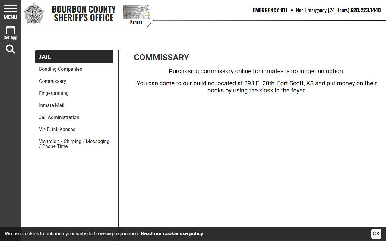 Bourbon County inmate commissary kiosk information