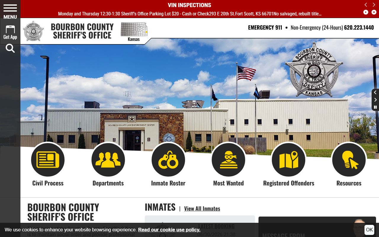 Bourbon County inmate records sheriff homepage