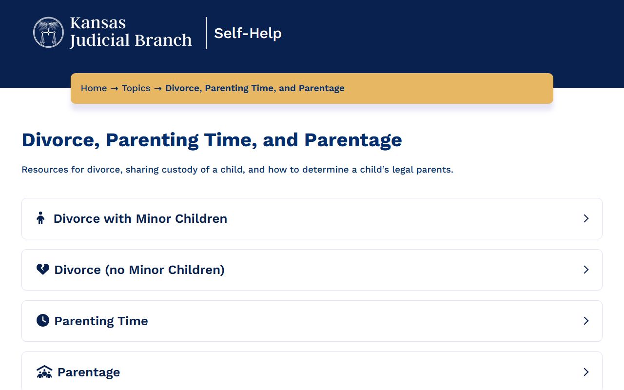 Bourbon County divorce records Kansas Self-Help divorce information