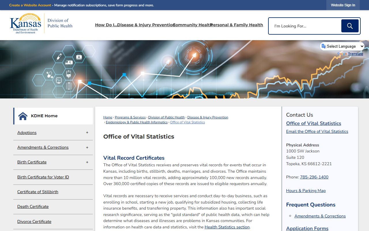 Bourbon County probate records Kansas Office of Vital Statistics context