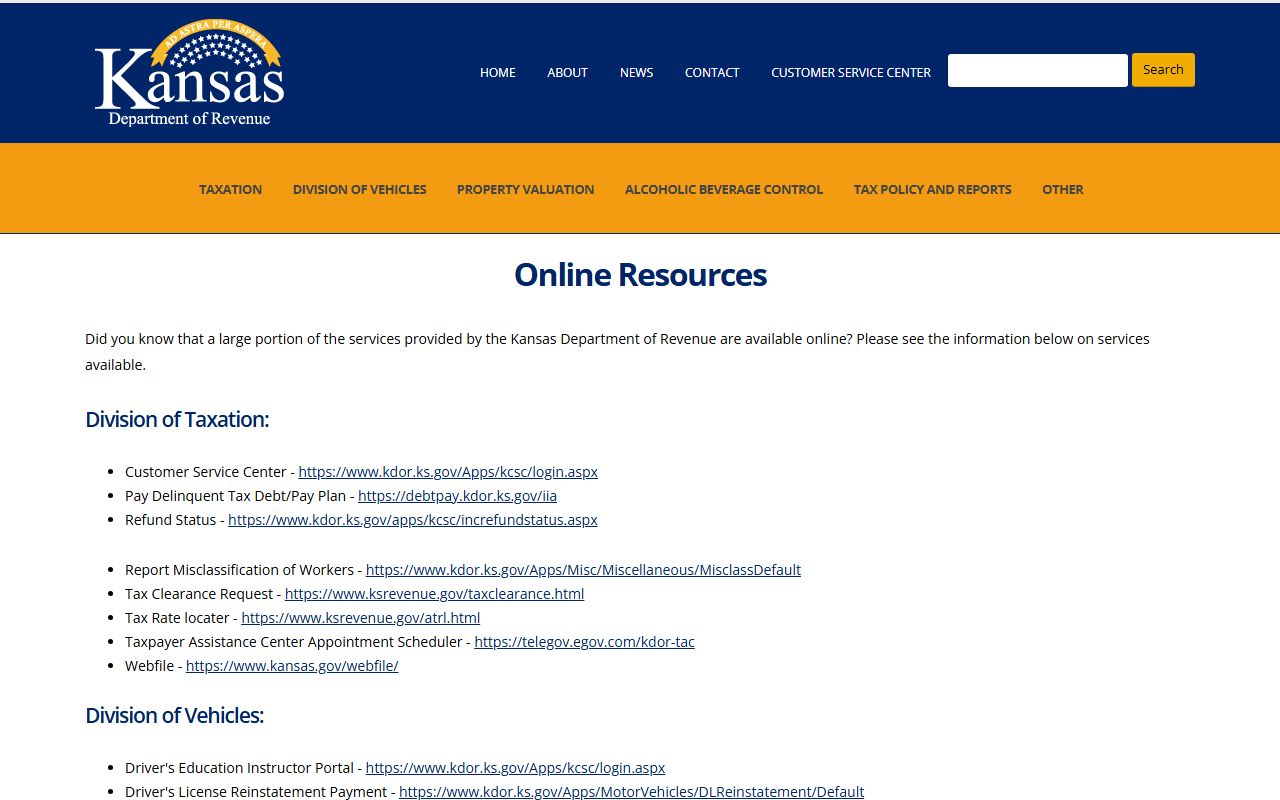 Bourbon County traffic records Kansas Department of Revenue online services