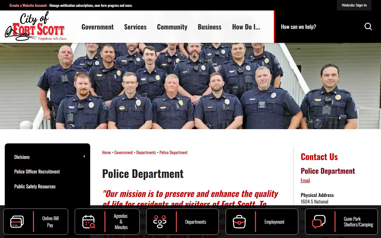 Bourbon County traffic records Fort Scott Police Department