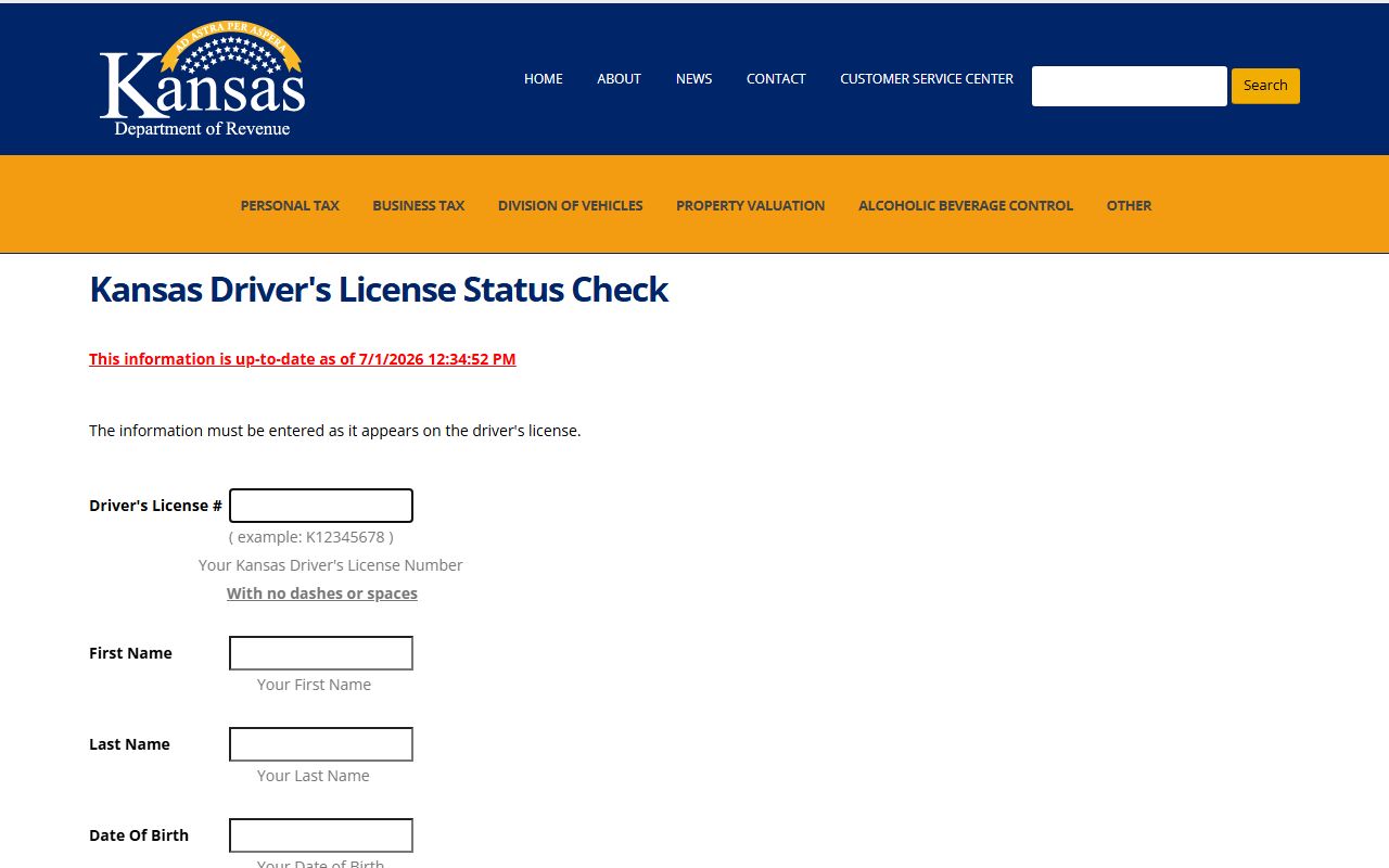 Bourbon County traffic records Kansas driver license status check